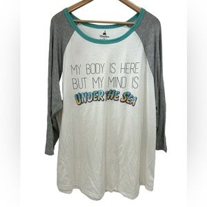 Disney White, Gray & Teal Raglan Long Sleeve Tee - "Under The Sea"